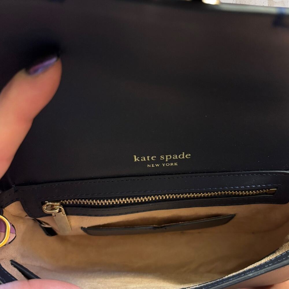 KATE SPADE $248 Navy Purple Pink Leather Colorblock Luna Saddlebag - Picture 8 of 8